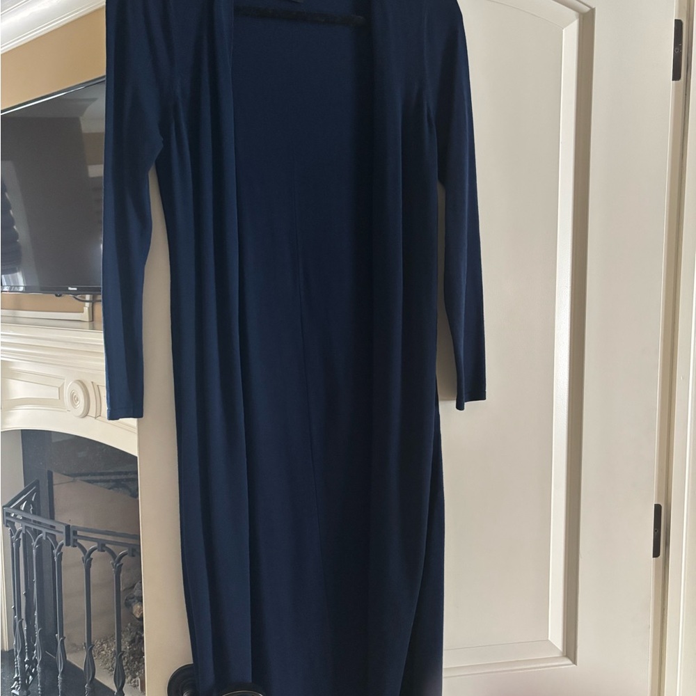 White House Black Market Navy Blue Duster